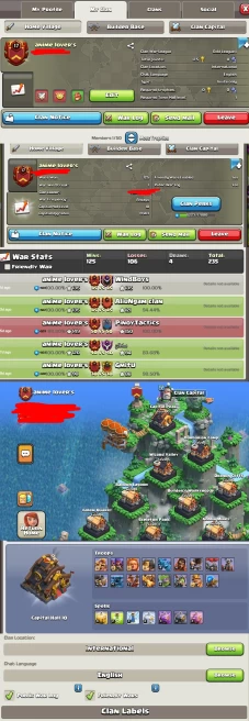 # CAPITAL HALL 10 # | Clan Level 17 | Name: anime lover's | Awesome Name | Wins 125 ,Losses 106 | Gold 1