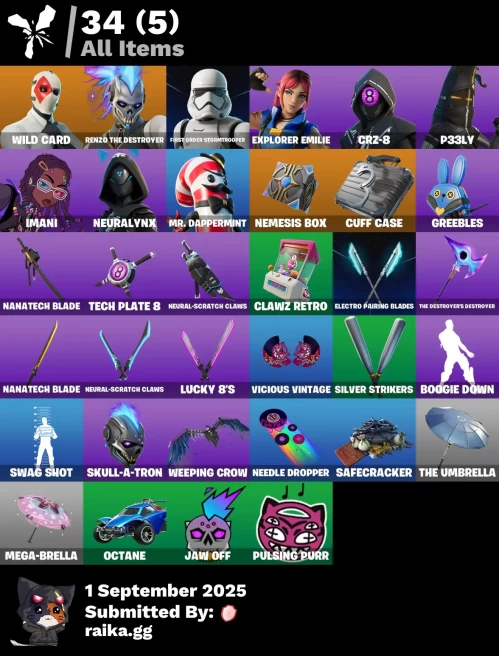[PC/PSN/XBOX] 9 skins | Wild Card | Renzo the Destroyer | First Order Stormtrooper | Explorer Emilie | CRZ-8 | P33LY | Imani | NeuraLynx