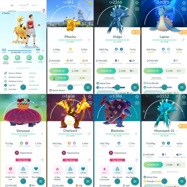 1753 LV46 Shiny Galarian Zapdos Shiny Pikachu Suita-Osaka BG Shiny Mega: kangaskhan, mawile GMax Charizard GMax Venusaur