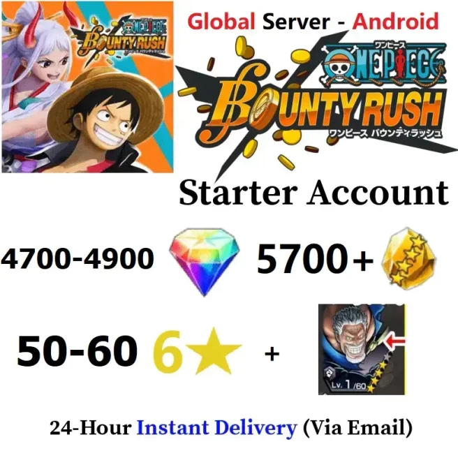 [Global - Android] 4700-4900 Rainbow Diamonds + 5700+ Gold Fragments + EX Garp + 50-60 6 Star Character - Starter Accounts