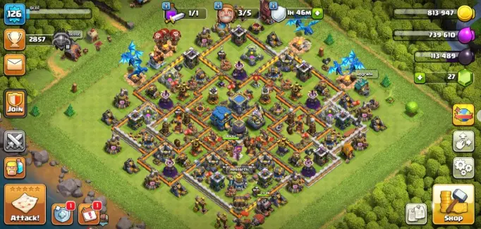 TH 12 FREE NC  126 LVL  52-50-22-17 [HEROES]  DECENT ACCOUNT  INSTANT DELIVERY & CHEAP PRICE
