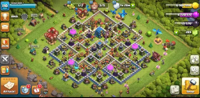 #Th12 Good account। 2epic। King:53 Queen:53 Minion prince:23 warden:17। NC Free। Xp110