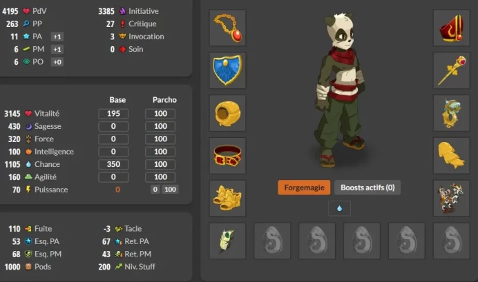 Kelerog : Panoplie panda eau lvl 200 