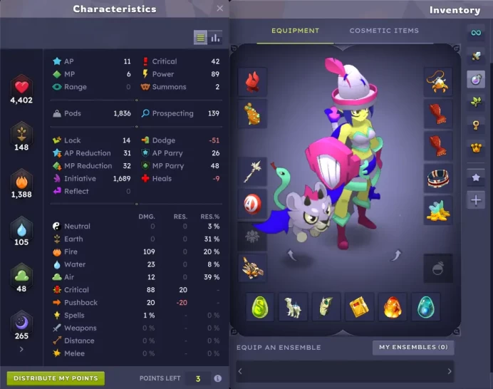 (Salar ) Cra 200 OPTI – 5M Kamas, 6 Dofus Exo & Skins Offres !