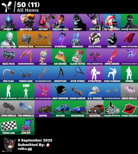 [PC/PSN/XBOX] 9 skins | Infinity | Southpaw | Sayara | Explorer Emilie | Grimey | Tsuki 2.0 | Mr. Dappermint | SHADOW Enforcer | GHOST Enforcer
