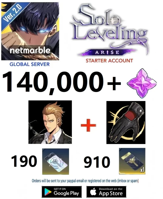 [Global] 140000+ Essence Stones + 190 Rate Up Draw + 910 Custom Draw + Woo Jinchul & Another Level