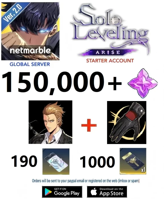 [Global] 150000+ Essence Stones + 190 Rate Up Draw + 1000 Custom Draw + Woo Jinchul & Another Level