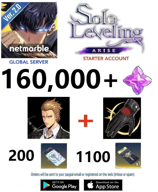 [Global] 160000+ Essence Stones + 200 Rate Up Draw + 1100 Custom Draw + Woo Jinchul & Another Level