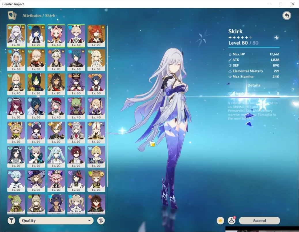 ASIA | AR 46 | 5 Limited [Skirk,Yelan,Mavuika,Mualani,Kazuha,Etc] | MC Female | Take Email | Check SS (GI2139)