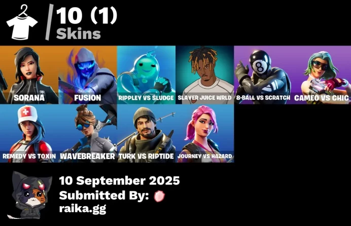 [PC/PSN/XBOX] 10 skins | Sorana | Fusion | Rippley vs Sludge | Slayer Juice WRLD | 8-Ball vs Scratch | Cameo vs Chic | Remedy vs Toxin | 