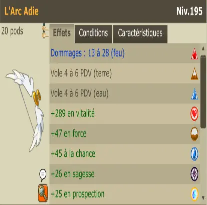 Boune>[  Arc adi exo pa feu + parchotage all 101 ] + 1m kamas bonus