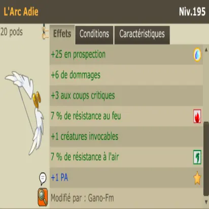 Boune>[  Arc adi exo pa feu + parchotage all 101 ] + 1m kamas bonus