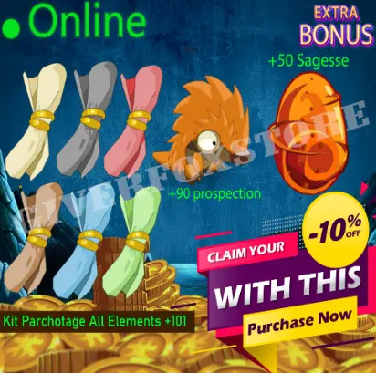 Boune>[ Kit Parchotage +101 tout les Elements ] + [ Pykur +90 Prospection ] + [ Dofus Cawotte +50 Sagesse ] +BONUS