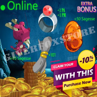 Boune>[ Gelano +1PA +1PM ] + [ Kit Parchotage +101 Sagesse ] + [ Dragoune rose +55 Sagesse ] + [ Dofus Cawotte +50 Sagesse ] +BONUS