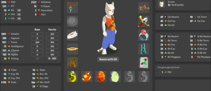 Boune>[ Panoplie Terre- Force , personnage lvl 180 a 195 avec Exo pm Gelano + Dofus ] - Livraison Rapide
