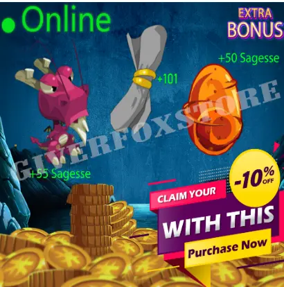 Boune>Pack Sagesse : [ Kit Parchotage +101 Sagesse ] + [ Dragoune rose +55 Sagesse ] + [ Dofus Cawotte +50 Sagesse ] +BONUS
