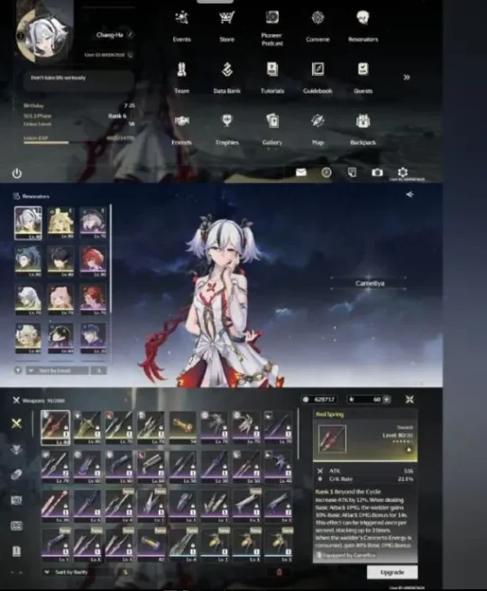 Top ACCOUNT - EU - Union 58 - +6 5Star Characters ( #Camellya C2 #jiyan #Verina C2 #lingyang C1 #calcharo #Encore - +5 Cons C6 - More Peties - [