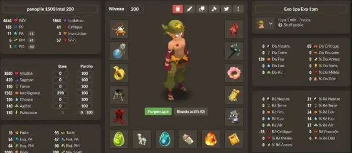 Mikhal>Equipement 1500 intel / 11 pa / 6 pm , avec Personnage lvl 200 ( Any classe )