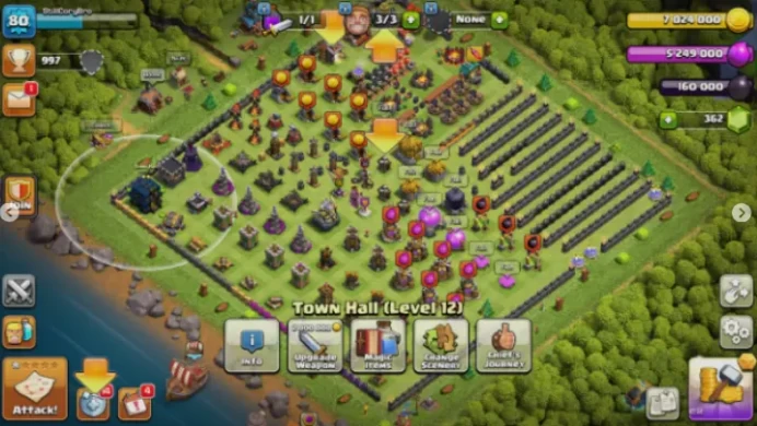 【TH 12 】80 Level |BK 29 |AQ 34 |GW 14 |MP 20 Builder3 | 997 Trophies | 362 Gems | Instant Delivery | Cheap| Free Name Change
