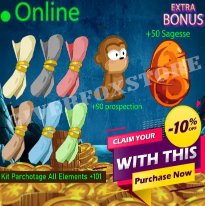 Boune>[ Kit Parchotage +101 tout les Elements ] + [ Nomoon +90 Prospection ] + [ Dofus Cawotte +50 Sagesse ] +BONUS (BEST DEAL)