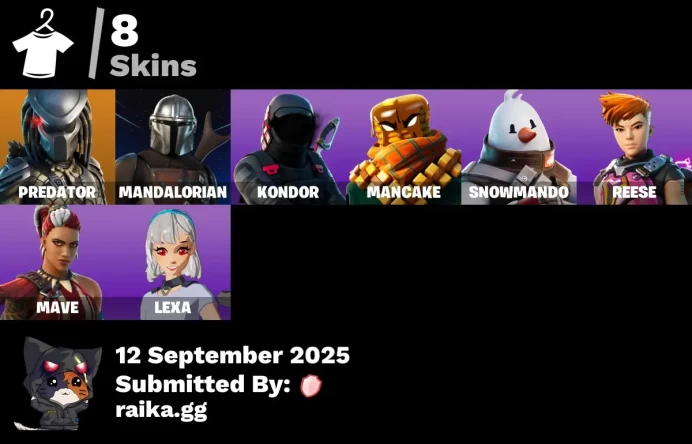 [PC/PSN/XBOX] 8 skins | Predator | Mandalorian | Kondor | Mancake | Snowmando | Reese | Mave | Lexa | Hunter's Trophy | Spirit's Pact