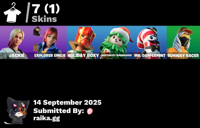 [PC/PSN/XBOX] 7 skins | Jackie | Explorer Emilie | Trailblazer Tai | Mr. Dappermint | Holiday Boxy | Winterfest Bushranger | Runway Racer