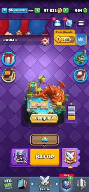 Level 57. Elite card: 15. Max card: 22. Evo: 8. Most cards are high level.  Free change name.+10 tower. Safe and cheap