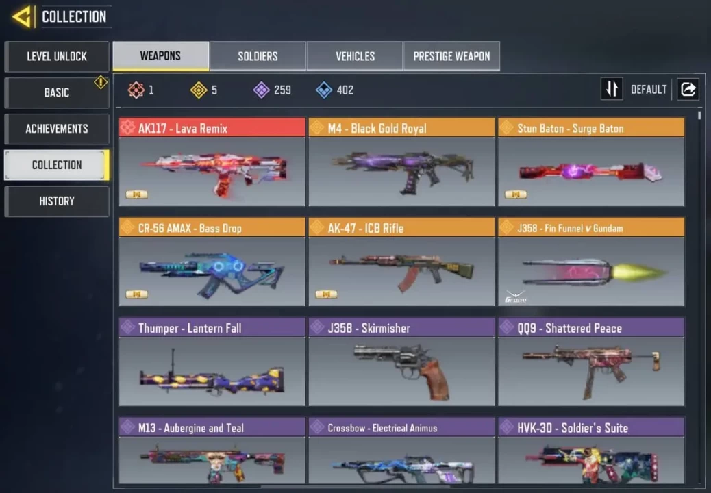 iOS Android - Level400 - Rank Legend - 1 Mytich - 5 Legend - 259 Epic - Soldier 84 - Code444