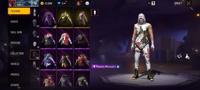 Lv 55 / 3 ARTIFACTS Gun / AK-47 Lv1 / XM8 Lv1 / Shotgun Lv2 / MYTHIC 14 / EPIC 27 / Clothes 146 / Pants 82 / Shoes 71 / cod 13