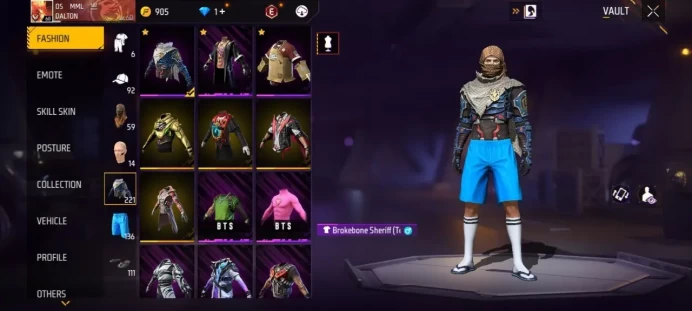 Lv 60 / 1 ARTIFACTS Gun / MP40 Lv5 / COBRA Katana / MYTHIC 24 / EPIC 31 / Clothes 221 / Pants 136 / Shoes 111 / cod 15