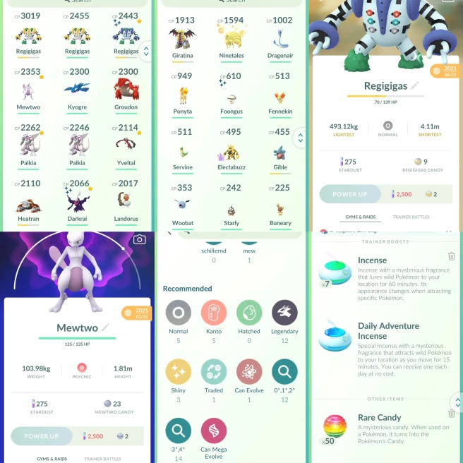 lvl24,have Legendary Shiny Regigigas Mewtwo Kyogre Groudon Palkia Yveltal Heatran Landorus Giratina etc,some nice pokemons  N8920
