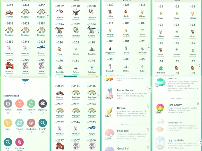 lvl22,have 17 Legendary,Mewtwo Regigigas Groudon Kyogre Palkia Giratina etc,many nice pokemons N8928