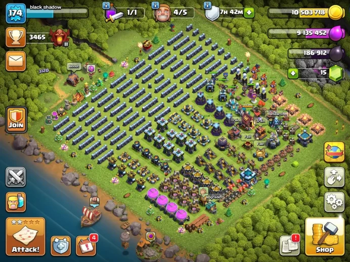 Th 13 max/Hero(61 75 42 36 25) wall max(14) Defend max/ level 174
