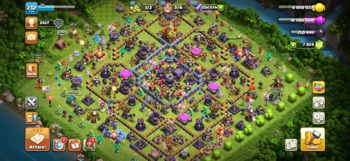 TH 16 | LVL 232| CHANGE NAME FREE| 8000 GEM | 100 MEDAL LEAGUE| BK 90/AQ90/MP70/GW 66/RCH40
