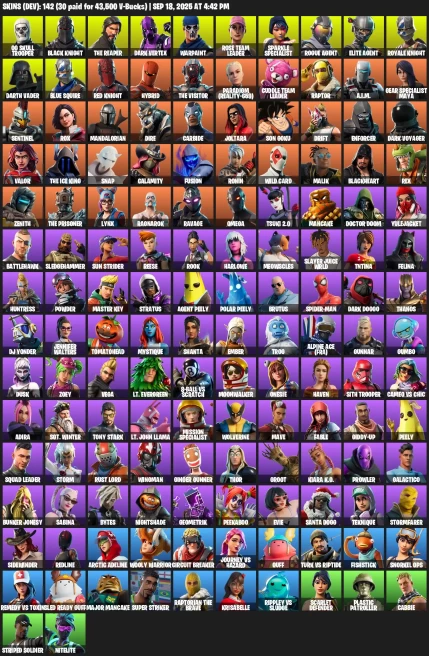 142 Skins / Black Knight / Og Skull trooper / Dark Vertex