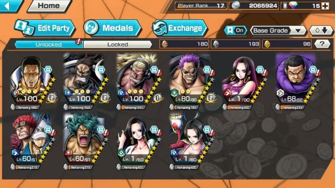 BR585-IOS+Android-4 Ex Meta(Kizaru Max+Kaido Max+Zephyr+Kid Law)+Good Medal+Support 134%+Bullet Max+Aramaki+Issho+Sabo Stempede+Boa+Shiryu v2