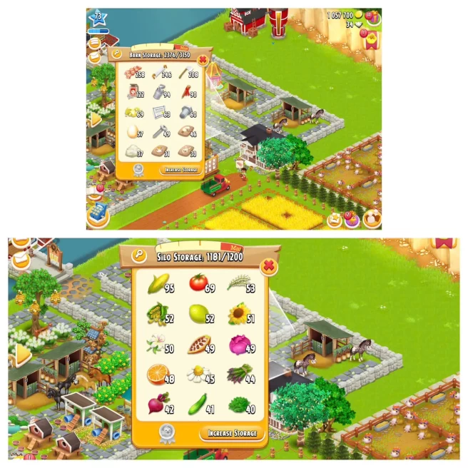 HD6 | Level 73 | Barn Storage 3150 | Silo Storage 1200 | Coins 1M+ | Diamonds 34 | Android & iOS -- Instant Delivery.