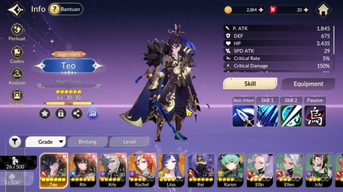 Global|Starter 5 Legendary(Teo,Rin,Kris,Rachel,Lina)2.8M Gold|Log Netmarble|Android&IOS|Check ss(SKR708)
