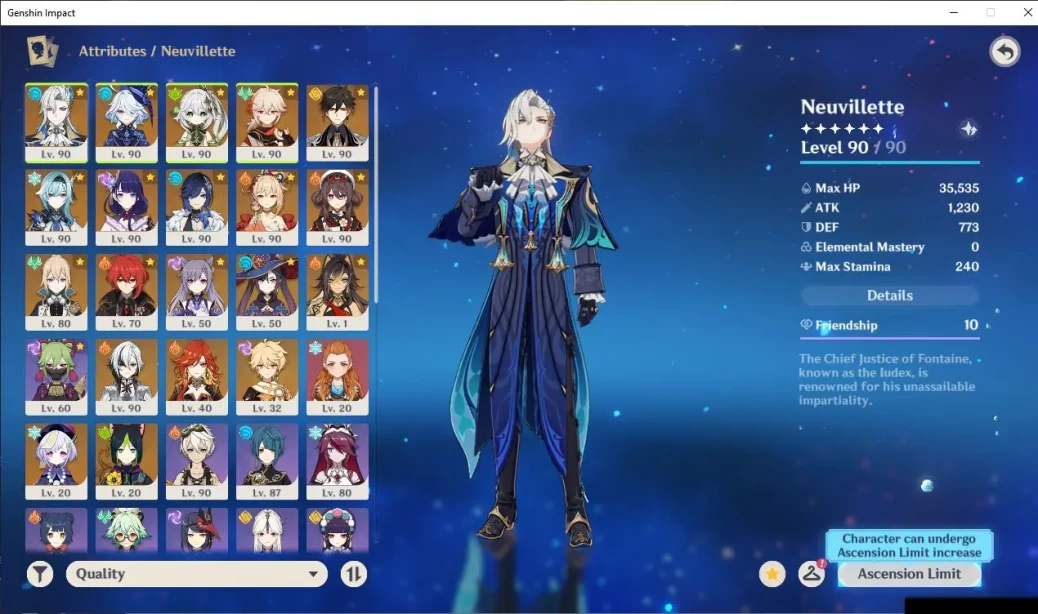 ASIA|AR58|12 Limited+7 [5Star's Weapon|[Furina(C1),Neuvillette,Eula,Raiden,Yelan,Hutao,etc]|MC Male|Take Email|Check SS(GI2319)