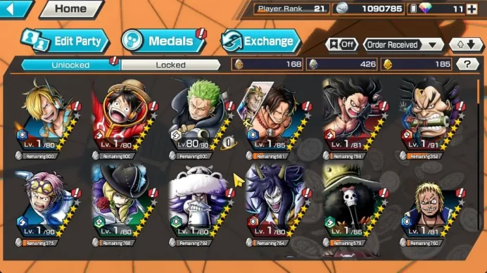 Global|5 META Extreme[AceYamato,KidLaw,Kuzan,Gol D Roger,Marshall D Teech]|Rank 21|Log Bandai|Check SS|(OPBR875)