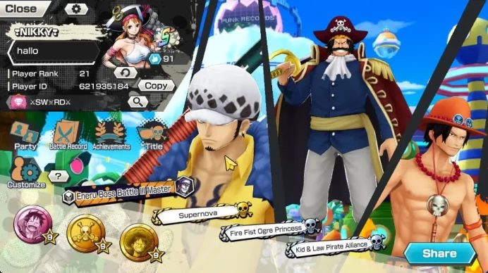 Global|5 META Extreme[AceYamato,KidLaw,Kuzan,Gol D Roger,Marshall D Teech]|Rank 21|Log Bandai|Check SS|(OPBR875)