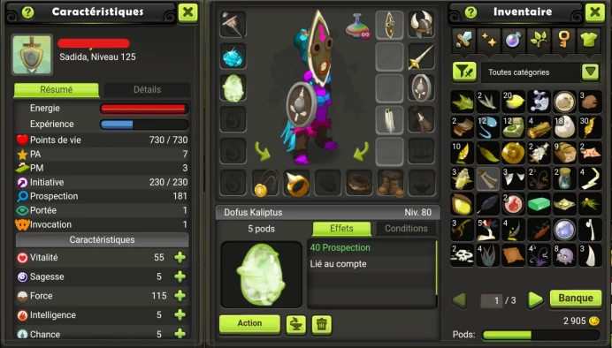 Sadida LVL 125 Tiliwan / Non Certifie, Securite 100 % !!