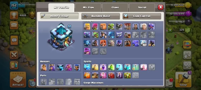 FULL MAX TH13, MAX DEFENCE, WALLS , TROOPS , FREE NC, 671 MEDALS AND  SEMI MAX BUILDER BASE