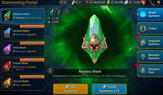 19 Primal Shards+4 Sacred+29 Void+133+ Ancient+40000+ Energy+36 Million Silver+12000+ Gems+18 lvl (IOS/Android - Plarium Acc)