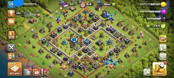 TH13 | Level 175 -[ BK 43- AQ 46- MP 40- GW 19- RC 20 ]-Gem 2675--Code 2054--Secure account