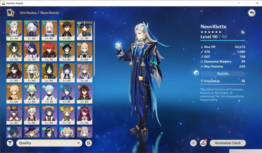 ASIA|AR 58|11 Limited + 2[5Star's Weapon|[Neuvillette,Furina,Zhongli,Raiden,Venti,Etc]|MC Male|Take Email|Check SS(GI2343)