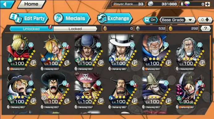 BR579-IOS+Android-5 Ex Meta Max(Garp+Sabo+Kuzan+Lucci+Roger v2)+Good Medal+Support 155%+Sanji Max+Oden v2 Max+Dorry Max+Bluneo Max+Rayleigh Max