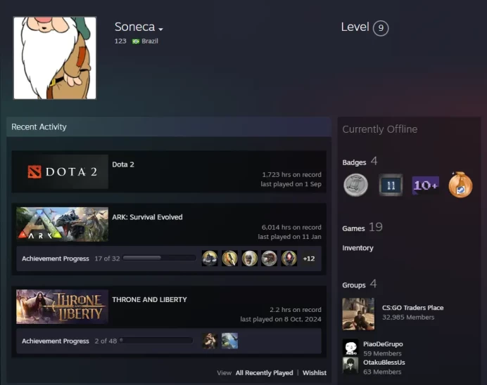19Game-Dota 2 876MMR-CS2 Prime 304 hours+2Medals(5 Year Veteran Coin/Global Offensive Badge)