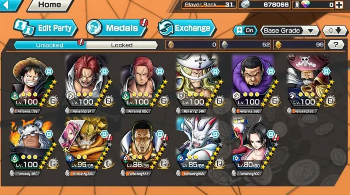 BR571-IOS+Android-6 Ex Meta(Kizaru+Shank v4+Roger v2+Shank v3+White Beard+Yamato)+Good Medal Support 152%+Issho Max+S-Bear Max+Law+Ben Beckman