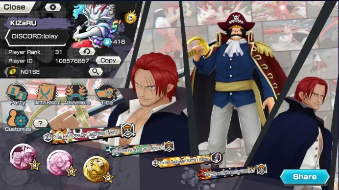 BR571-IOS+Android-6 Ex Meta(Kizaru+Shank v4+Roger v2+Shank v3+White Beard+Yamato)+Good Medal Support 152%+Issho Max+S-Bear Max+Law+Ben Beckman